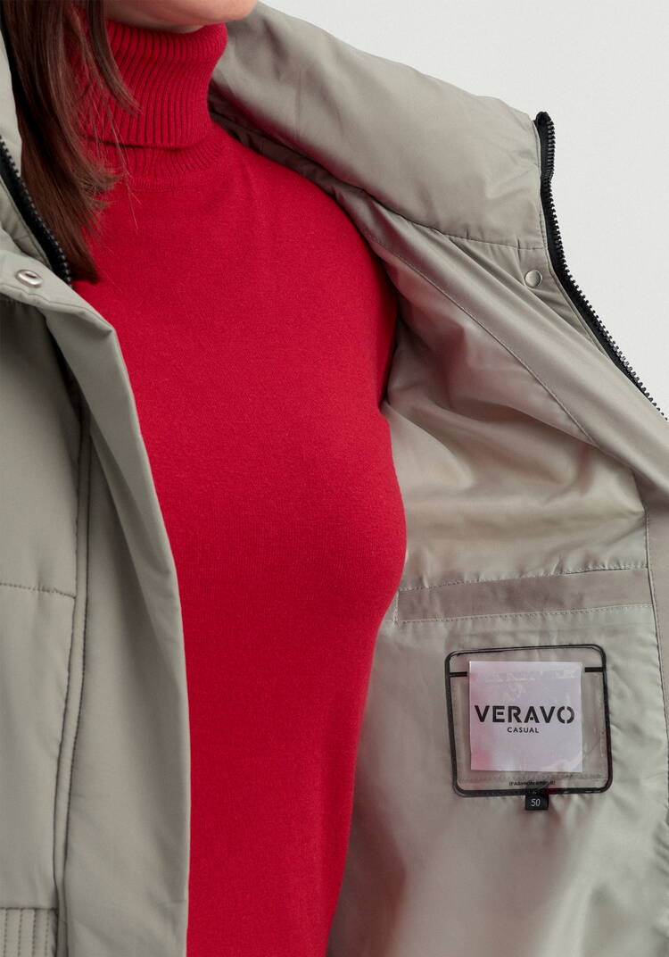 Пуховик стеганый с асимметричными карманами шир.  750, рис. 38