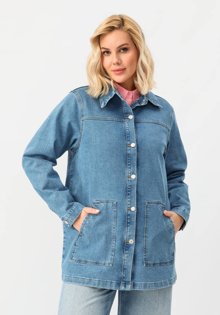 Джинсовая куртка с принтом на спине шир.  750, рис. 10