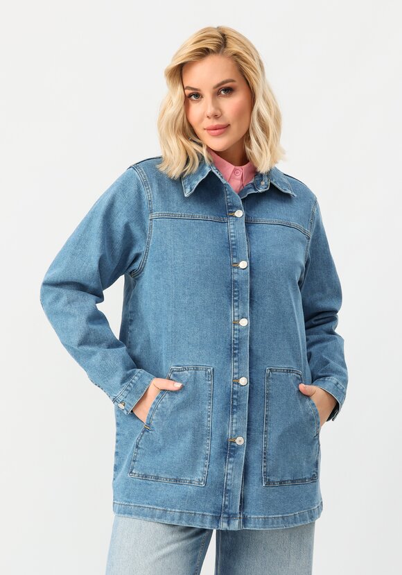 Джинсовая куртка с принтом на спине шир.  580, рис. 10