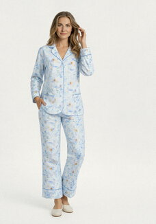 Брюки 7/8 изо льна с принтом