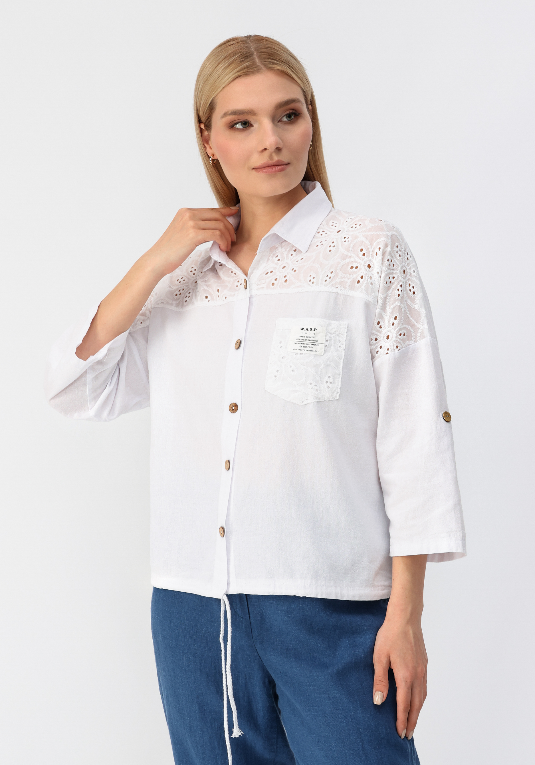Рубашка с отложным воротником Alina Collection, размер 56, цвет синий