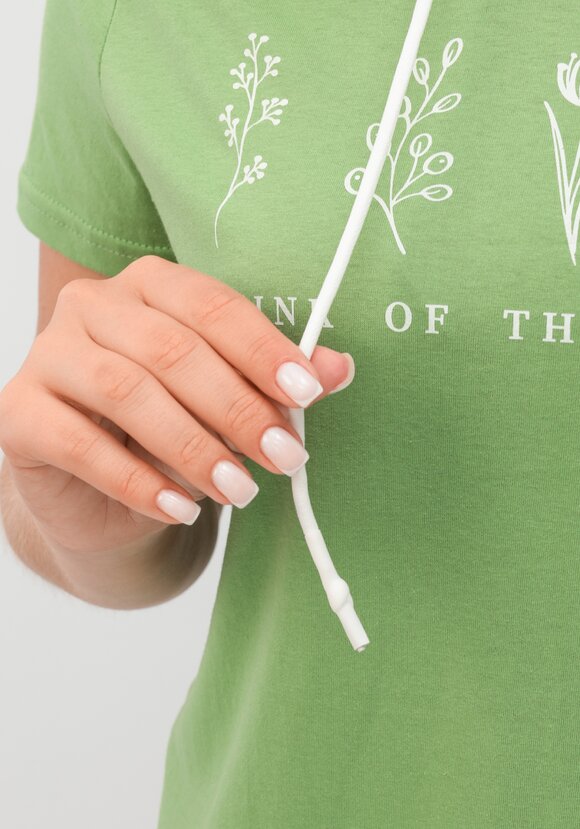 Футболка с капюшоном и лаконичным принтом шир.  580, рис. 6