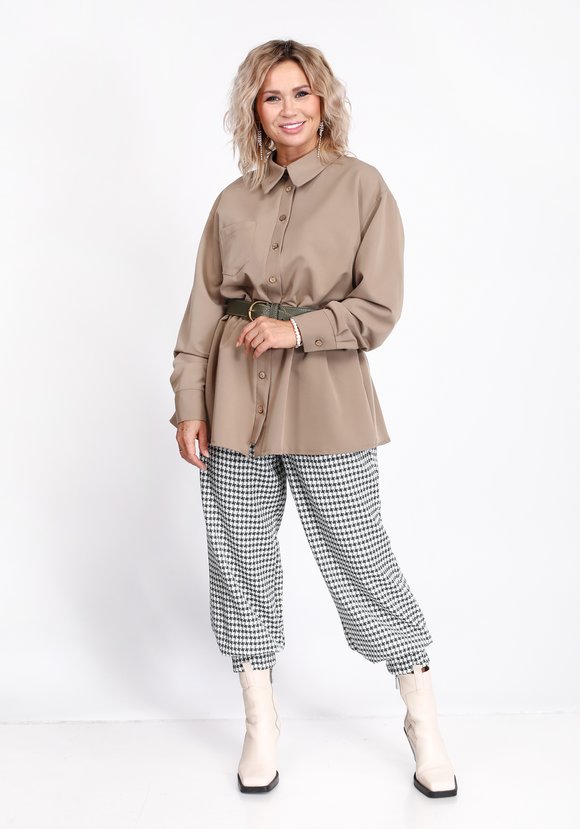 Блуза однотонная с кулиской на талии шир.  580, рис. 1