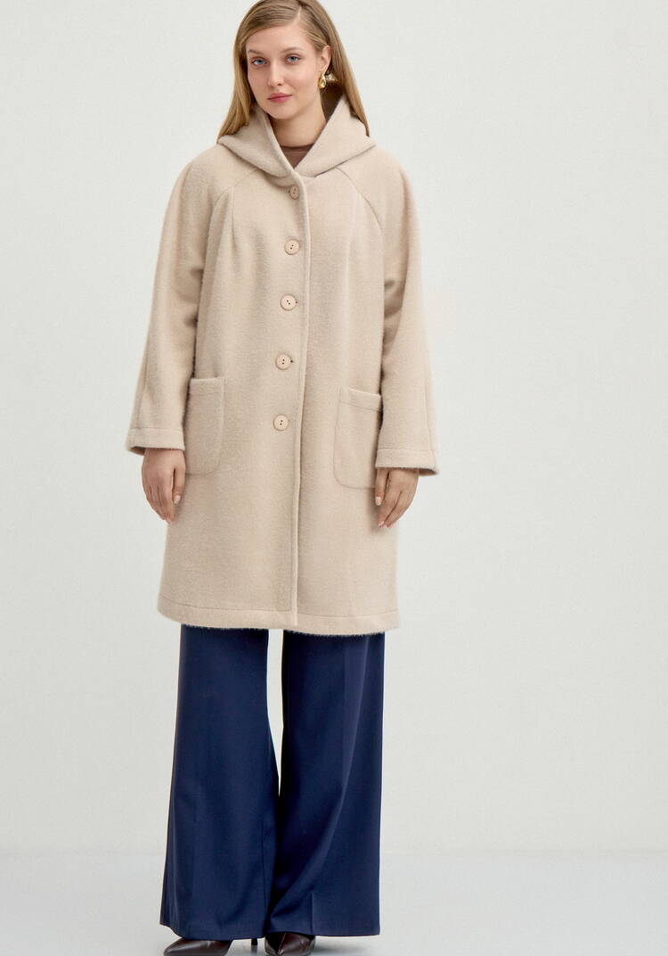 Жакет пушистый с капюшоном на пуговицах шир.  750, рис. 4