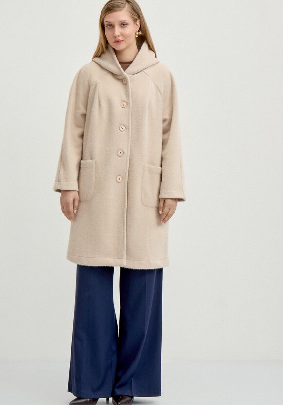 Жакет пушистый с капюшоном на пуговицах шир.  580, рис. 4