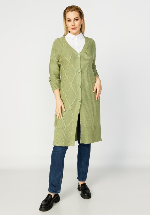 Кардиган с объёмным орнаментом шир.  580, рис. 16