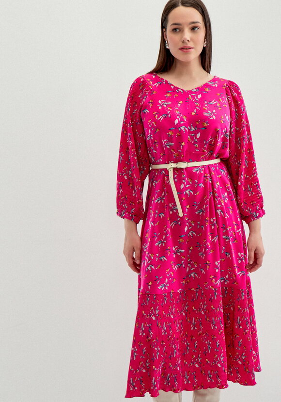 Платье с плиссировкой в цветочный принт шир.  580, рис. 24