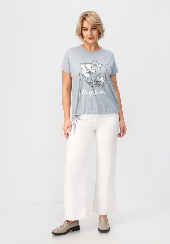 Блуза с цветочным принтом и кулиской по низу шир.  580, рис. 29