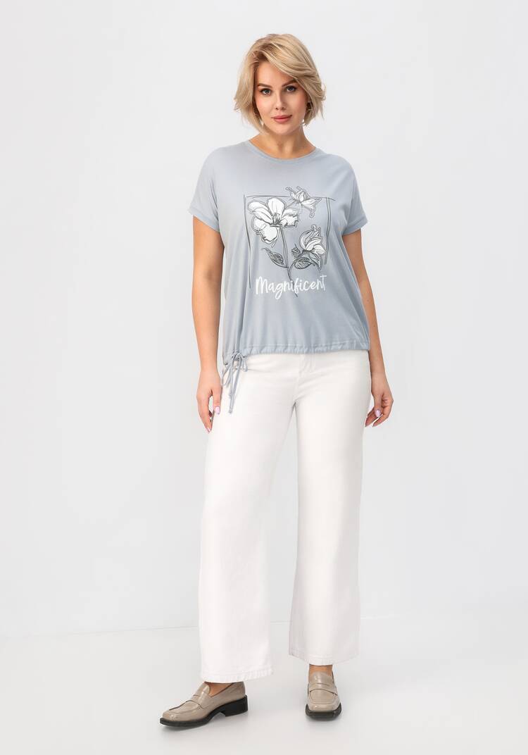 Блуза с цветочным принтом и кулиской по низу шир.  750, рис. 29