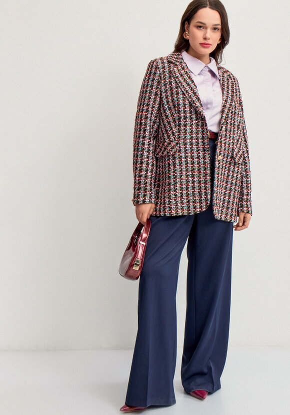 Пиджак из твида в клетку на подкладе шир.  580, рис. 5