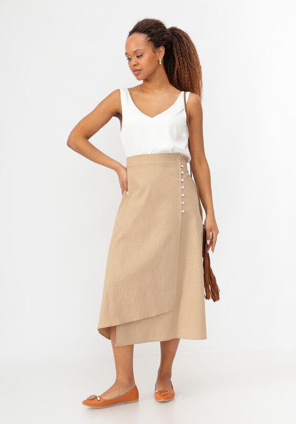Юбка из льна с декоративными пуговицами шир.  580, рис. 6