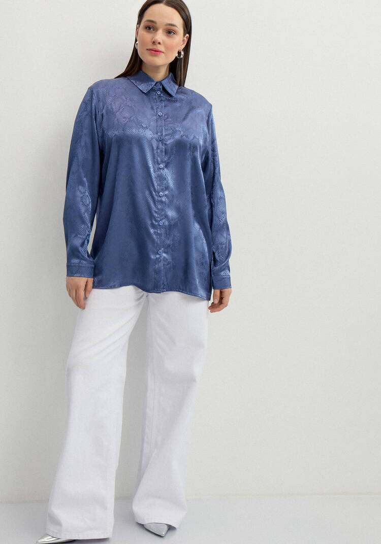 Блуза из шелка со змеиным принтом шир.  750, рис. 17