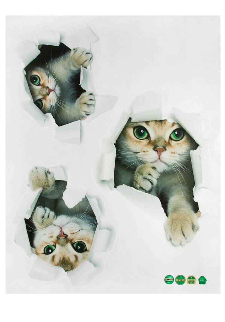 Наклейка интерьерная 3D Три кошки шир.  750, рис. 4