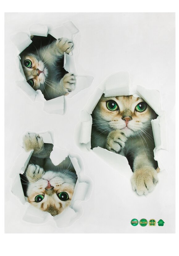 Наклейка интерьерная 3D Три кошки шир.  580, рис. 4