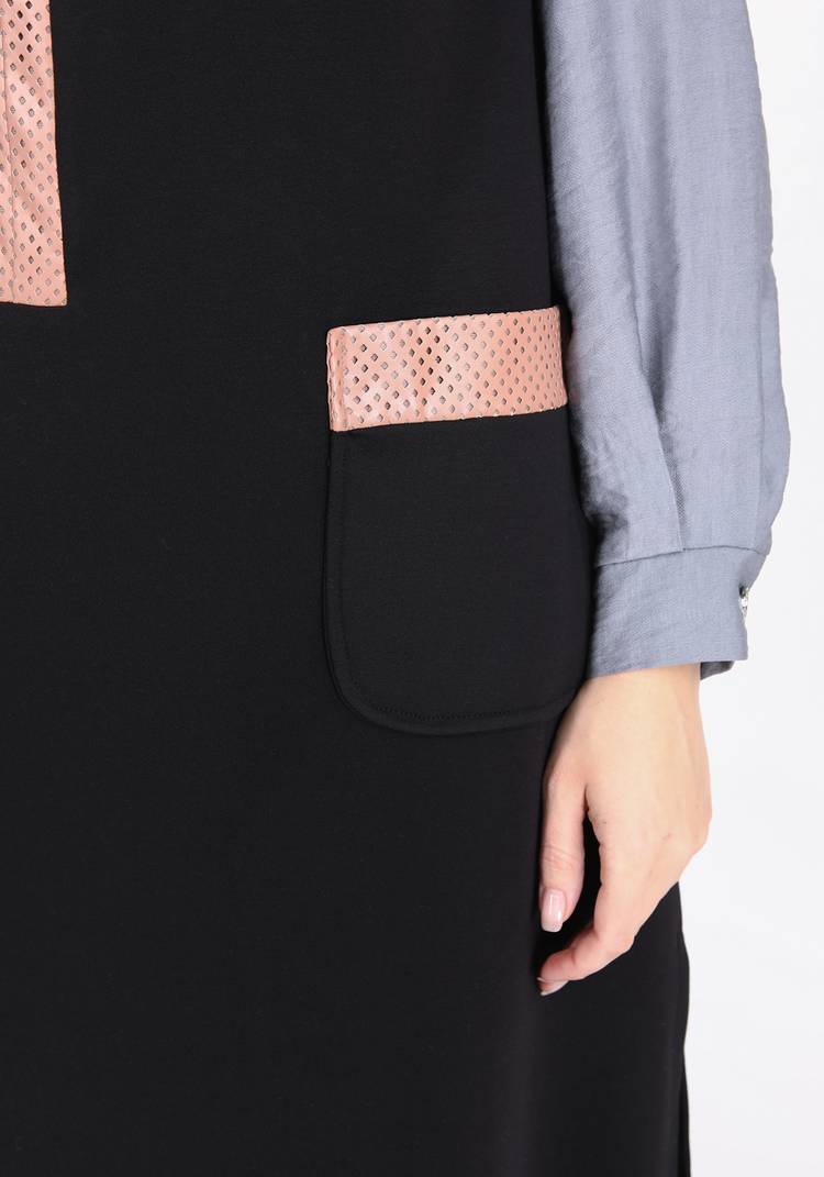 Сарафан с отделкой из перфорированной экокожи шир.  750, рис. 6