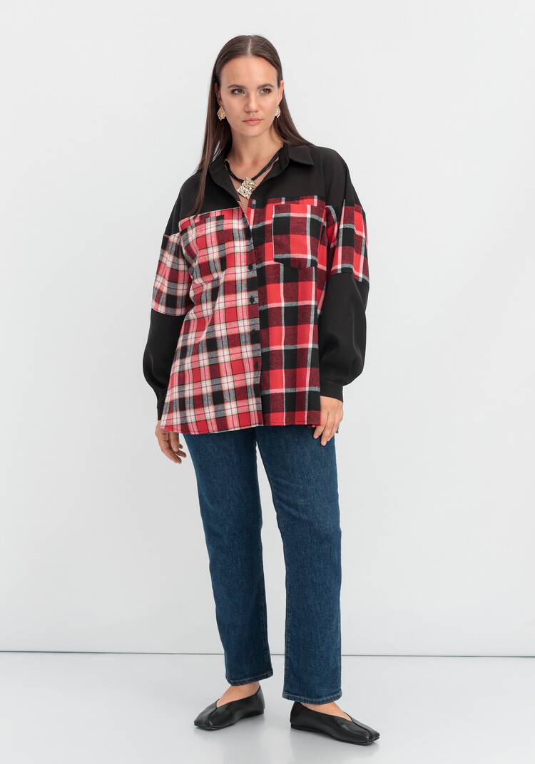 Рубашка из комбинированной клетки шир.  750, рис. 16