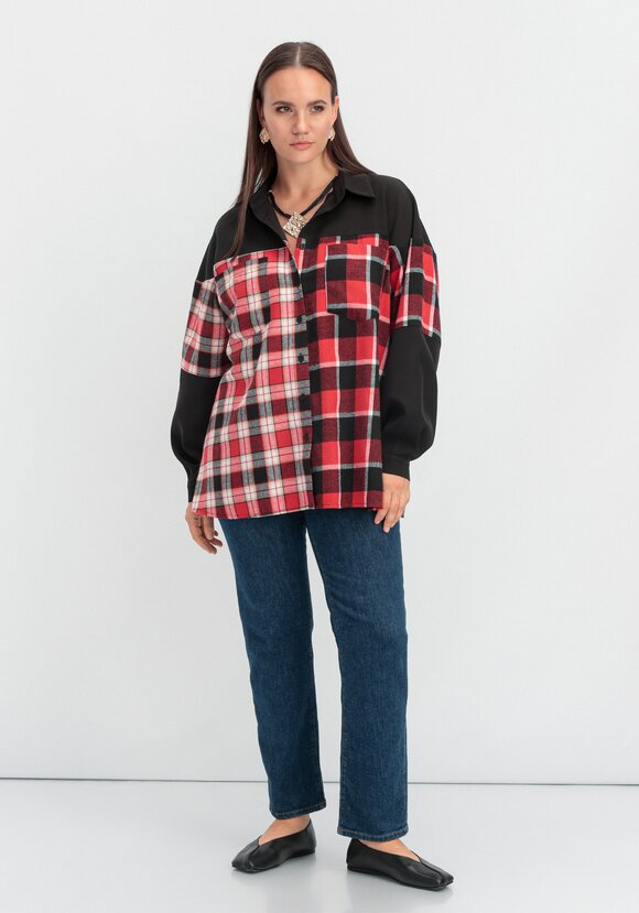 Рубашка из комбинированной клетки шир.  580, рис. 16