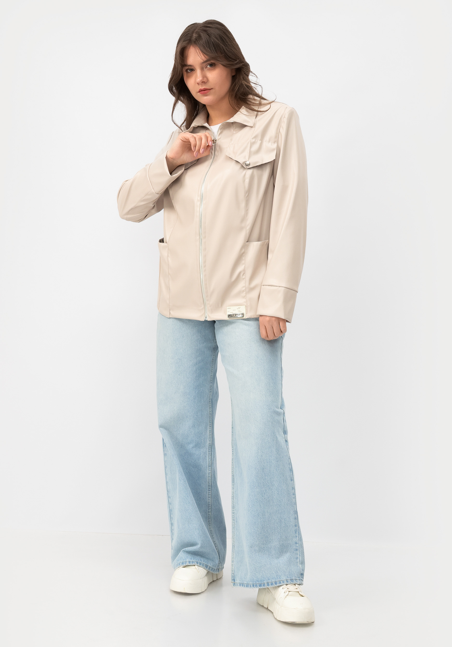 Куртка из экокожи "Хелен" Мечты Данаи, цвет белый, размер 56 - фото 3