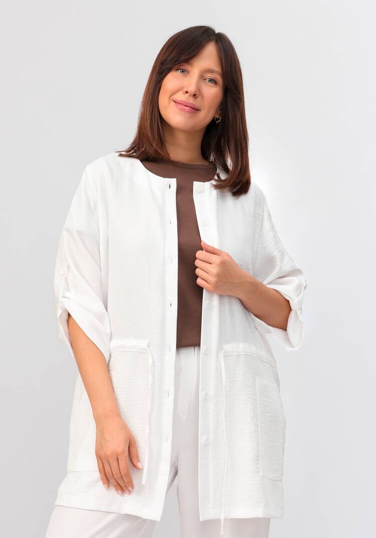 Кардиган на пуговицах с кулиской по талии шир.  750, рис. 48