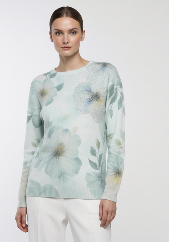 Блуза трикотажная с принтом в стразах шир.  580, рис. 9