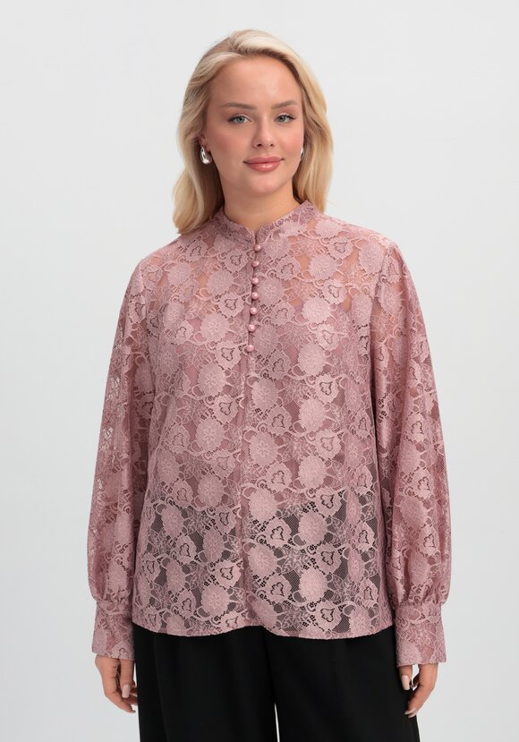 Блуза ажурная с цветочным принтом шир.  580, рис. 4