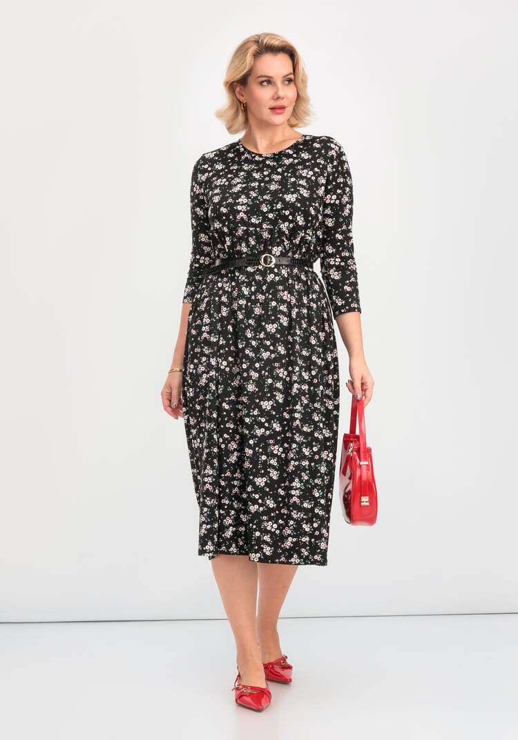 Платье с цветочным рисунком и рукавами 3/4 шир.  750, рис. 7