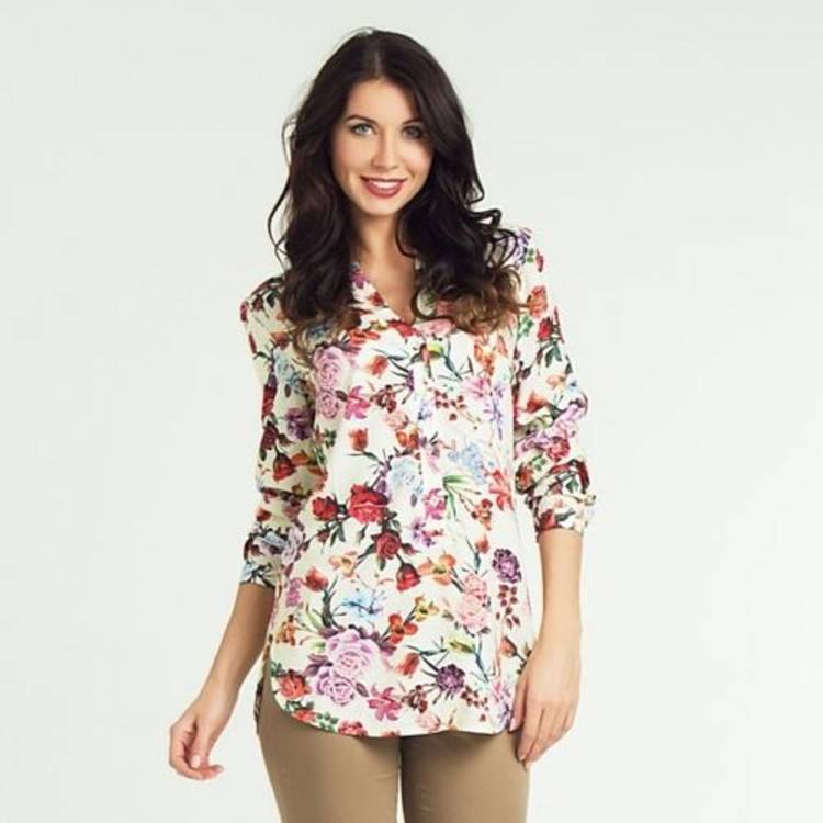Блуза с весенним цветочным принтом шир.  750, рис. 1