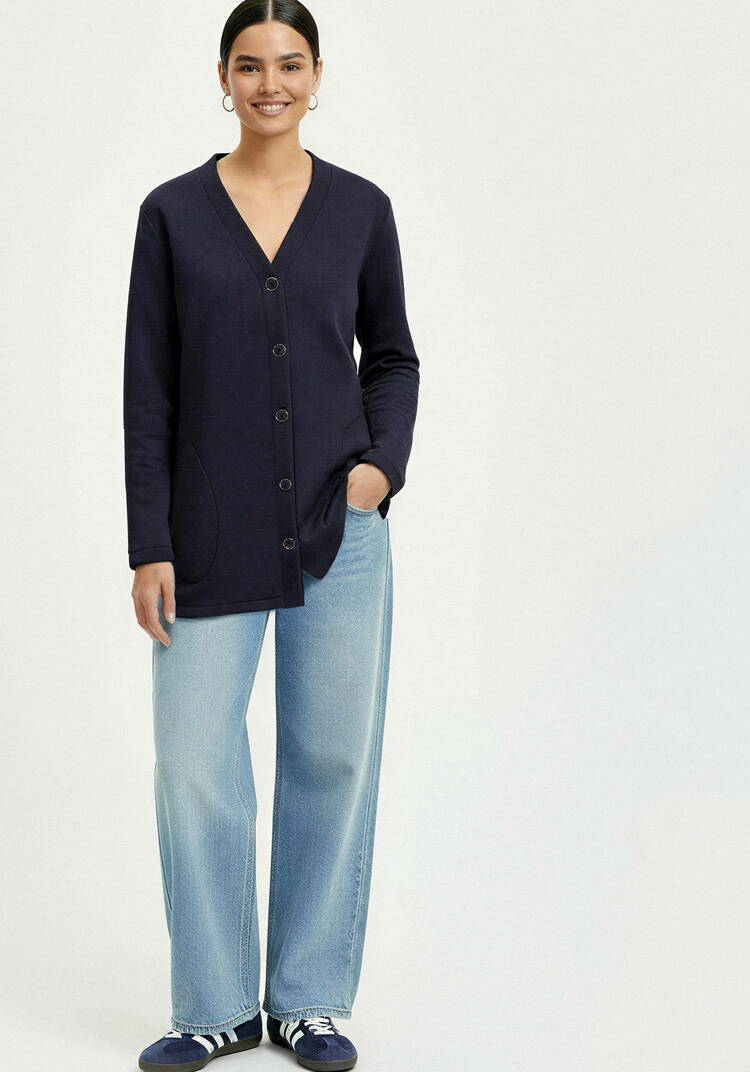 Кардиган на пуговицах утепленный шир.  750, рис. 2