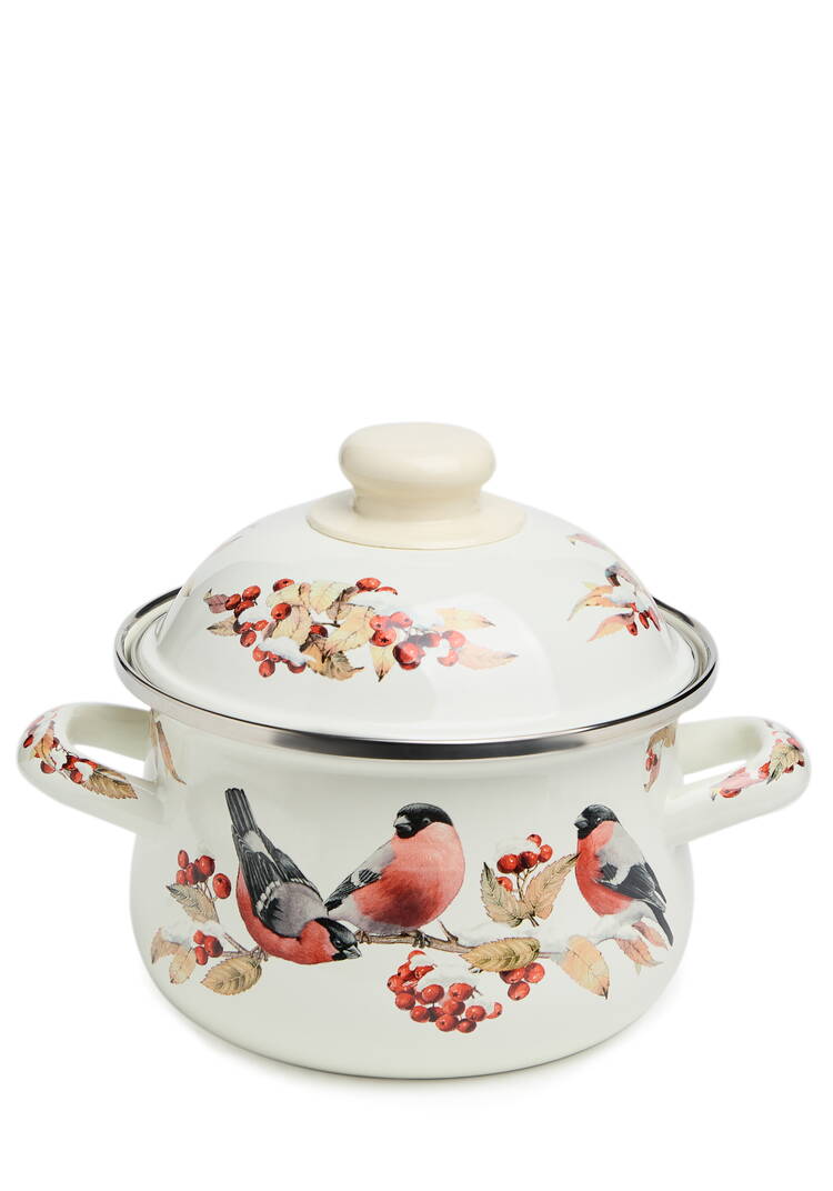 Кастрюля эмалированная Снегири шир.  750, рис. 1