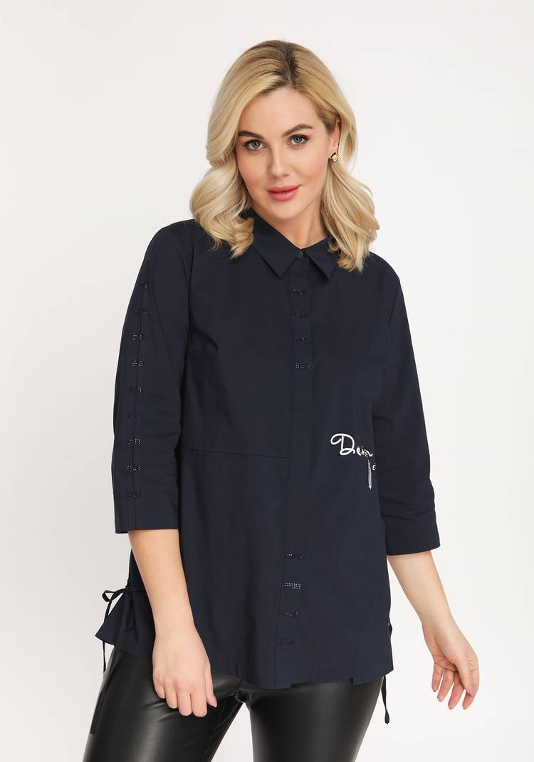 Рубашка с принтом и стразами шир.  750, рис. 5