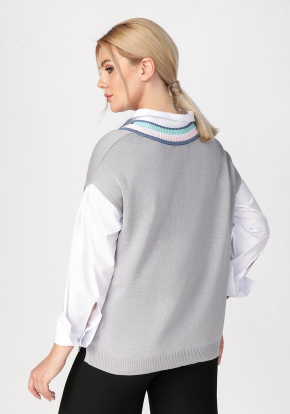 Жилет женский с яркими полосами по V вырезу шир.  580, рис. 9