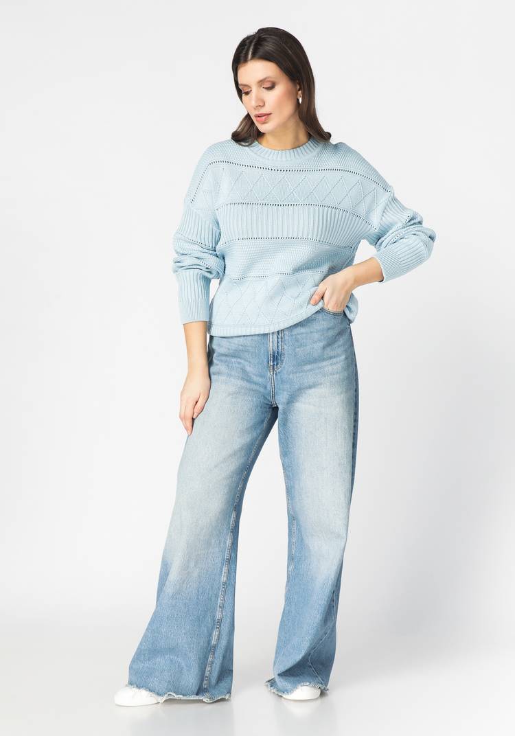 Джемпер женский со структурной вязкой шир.  750, рис. 6