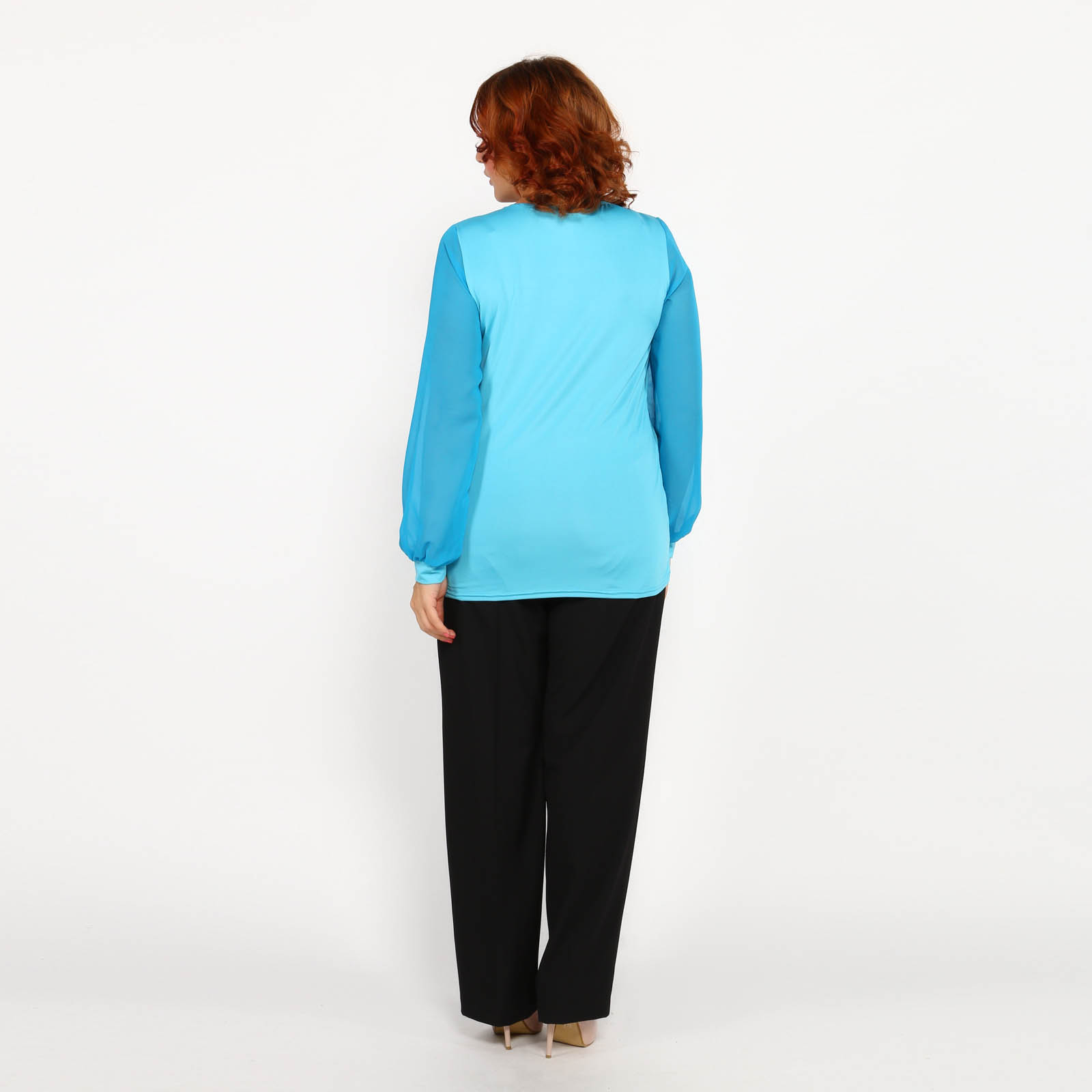 Блузка с блестящей отделкой Вау Фрау, цвет голубой, размер 60 - фото 4