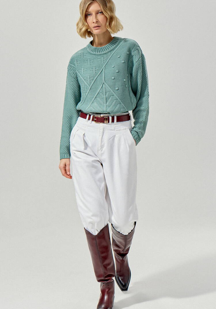 Джемпер с комбинированным фактурным рисунком шир.  750, рис. 8