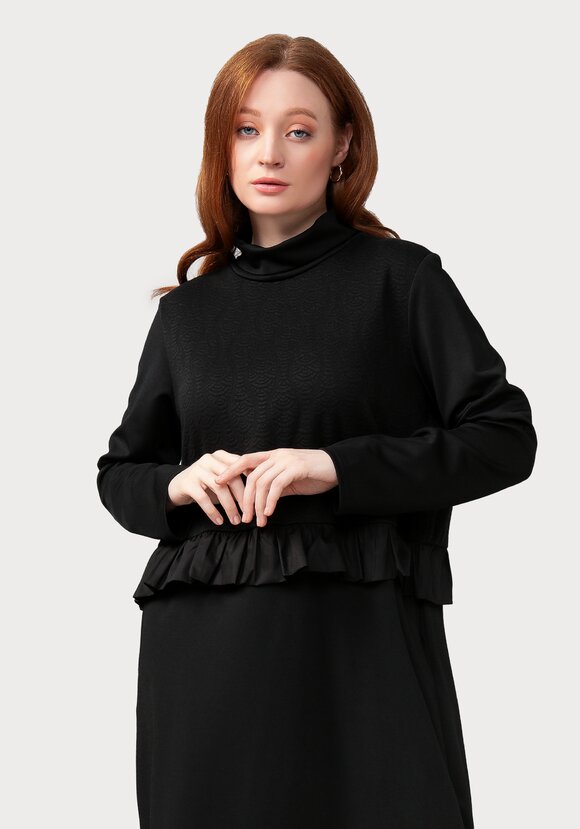 Платье комбинированное из разных тканей шир.  580, рис. 2