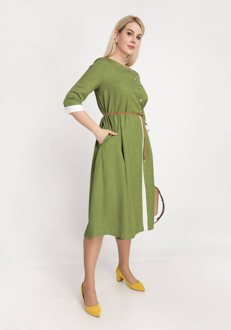 Платье с контрастной отделкой и пуговицами шир.  750, рис. 5