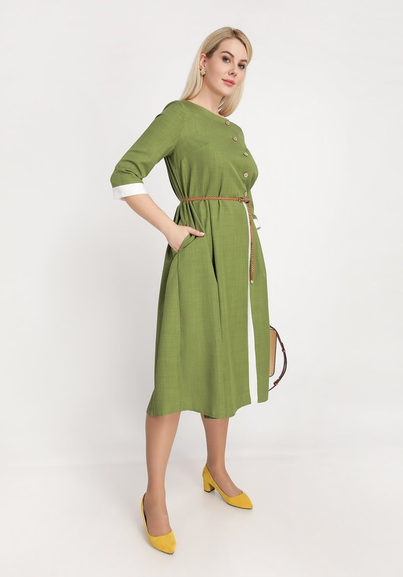 Платье с контрастной отделкой и пуговицами шир.  580, рис. 5