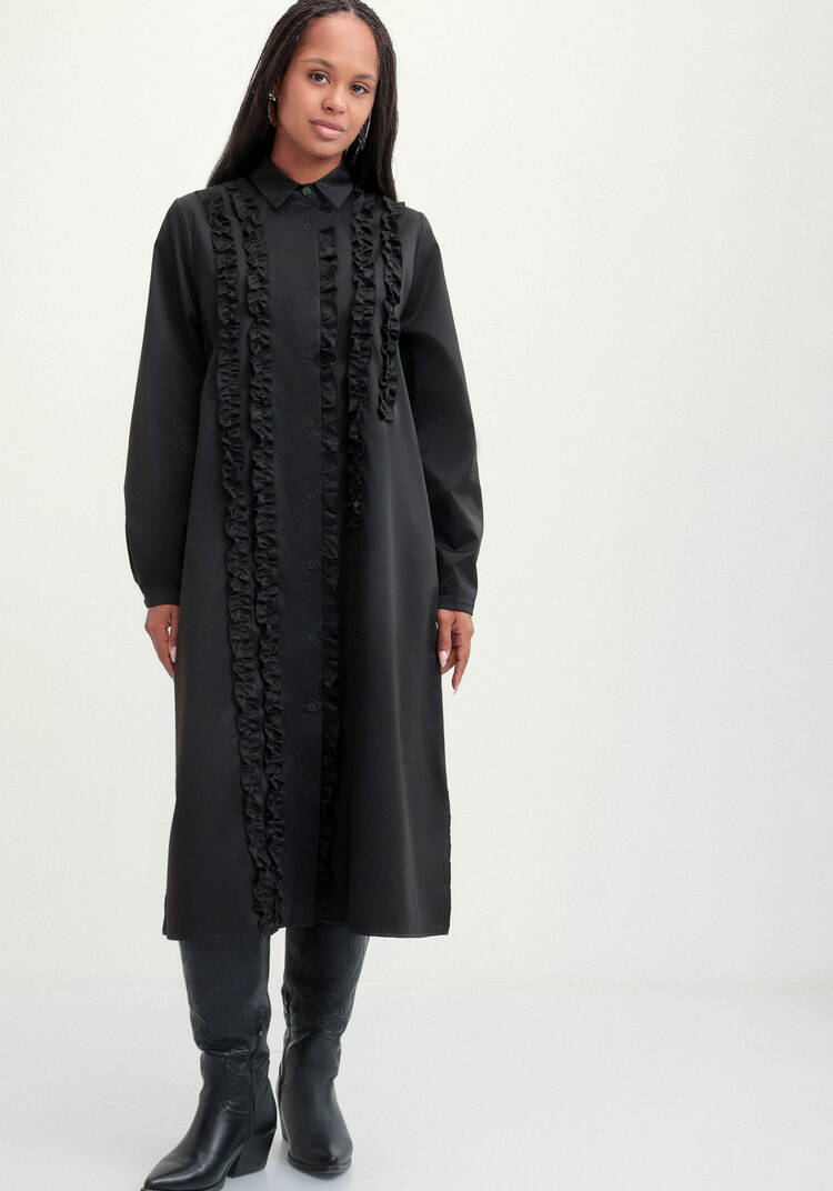 Платье рубашка с рюшей шир.  750, рис. 4