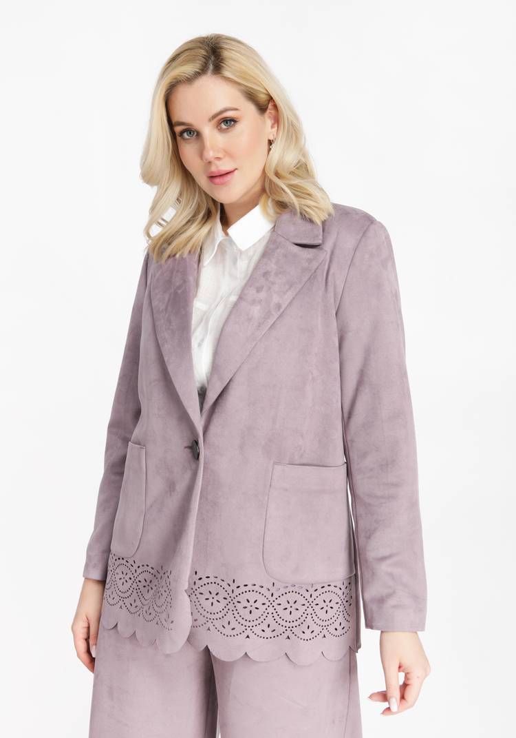 Жакет женский из эко-замши с перфорацией шир.  750, рис. 4