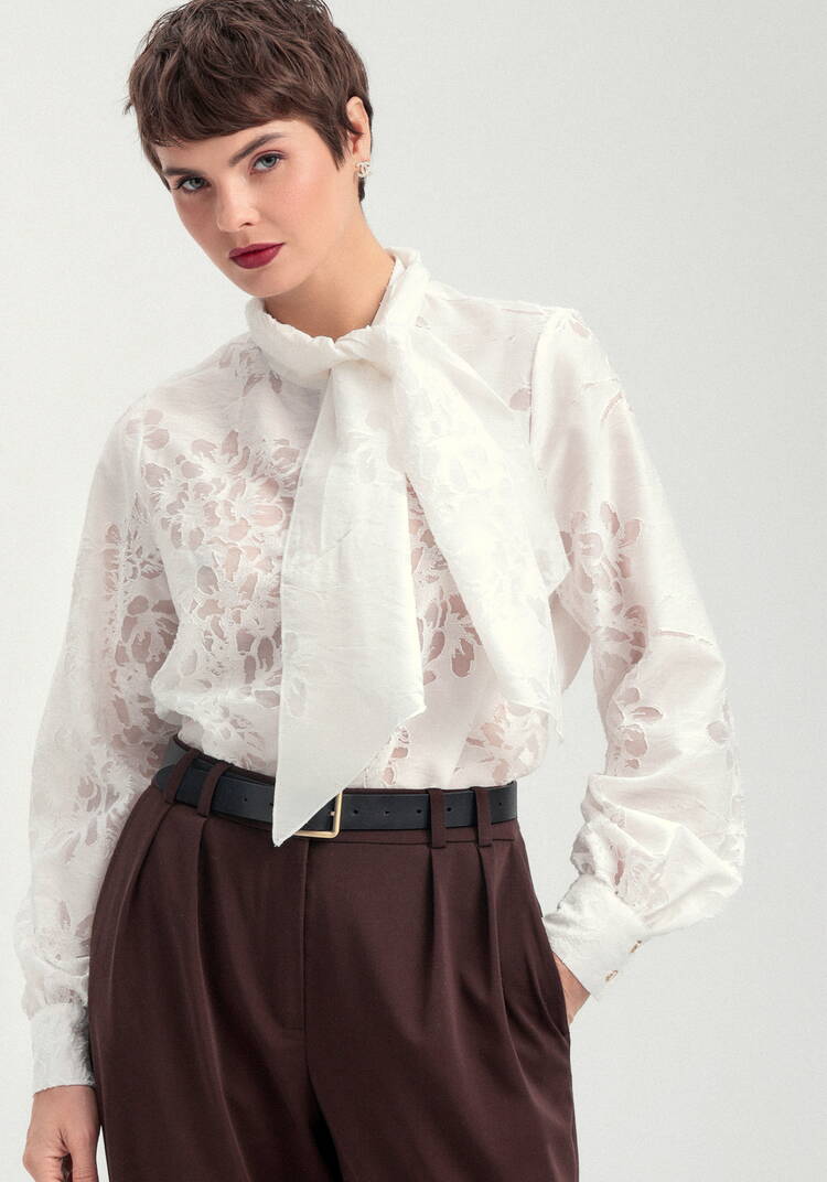 Блуза со съемным бантом шир.  750, рис. 7