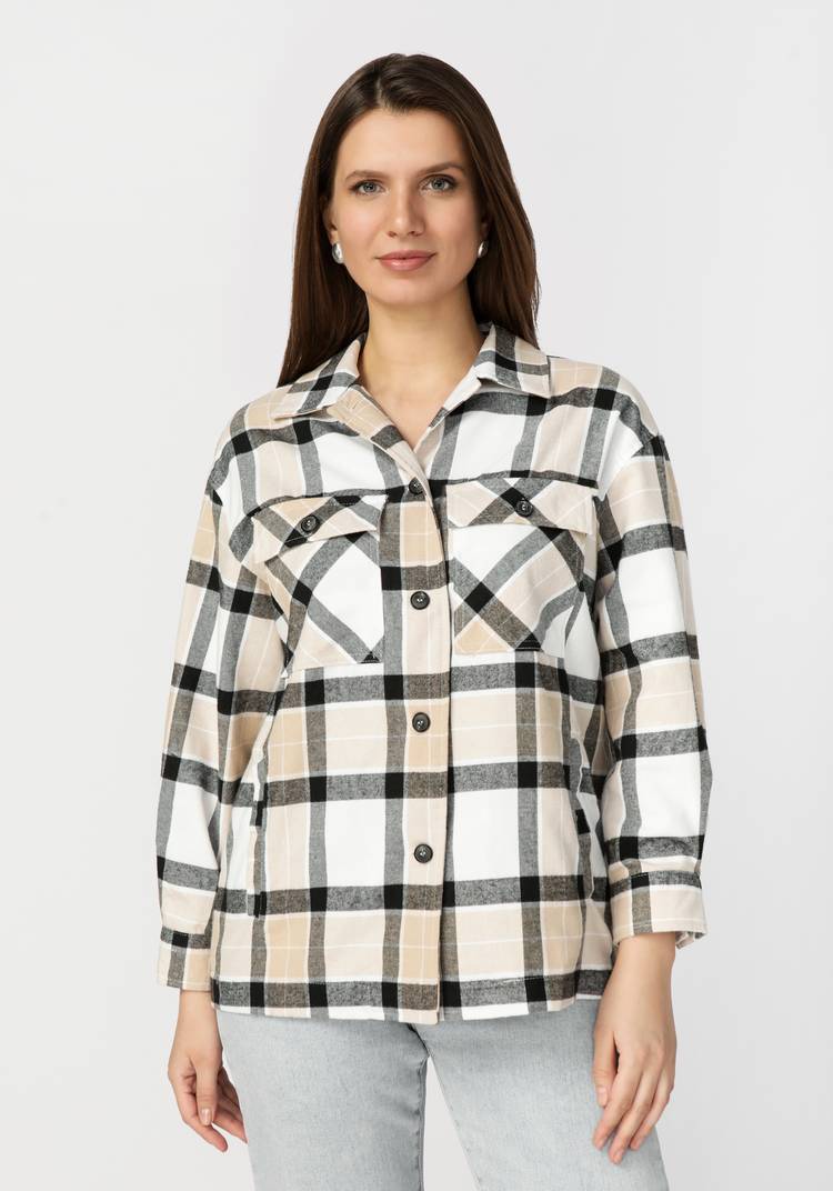 Рубашка женская в клетку  Беатриса шир.  750, рис. 10