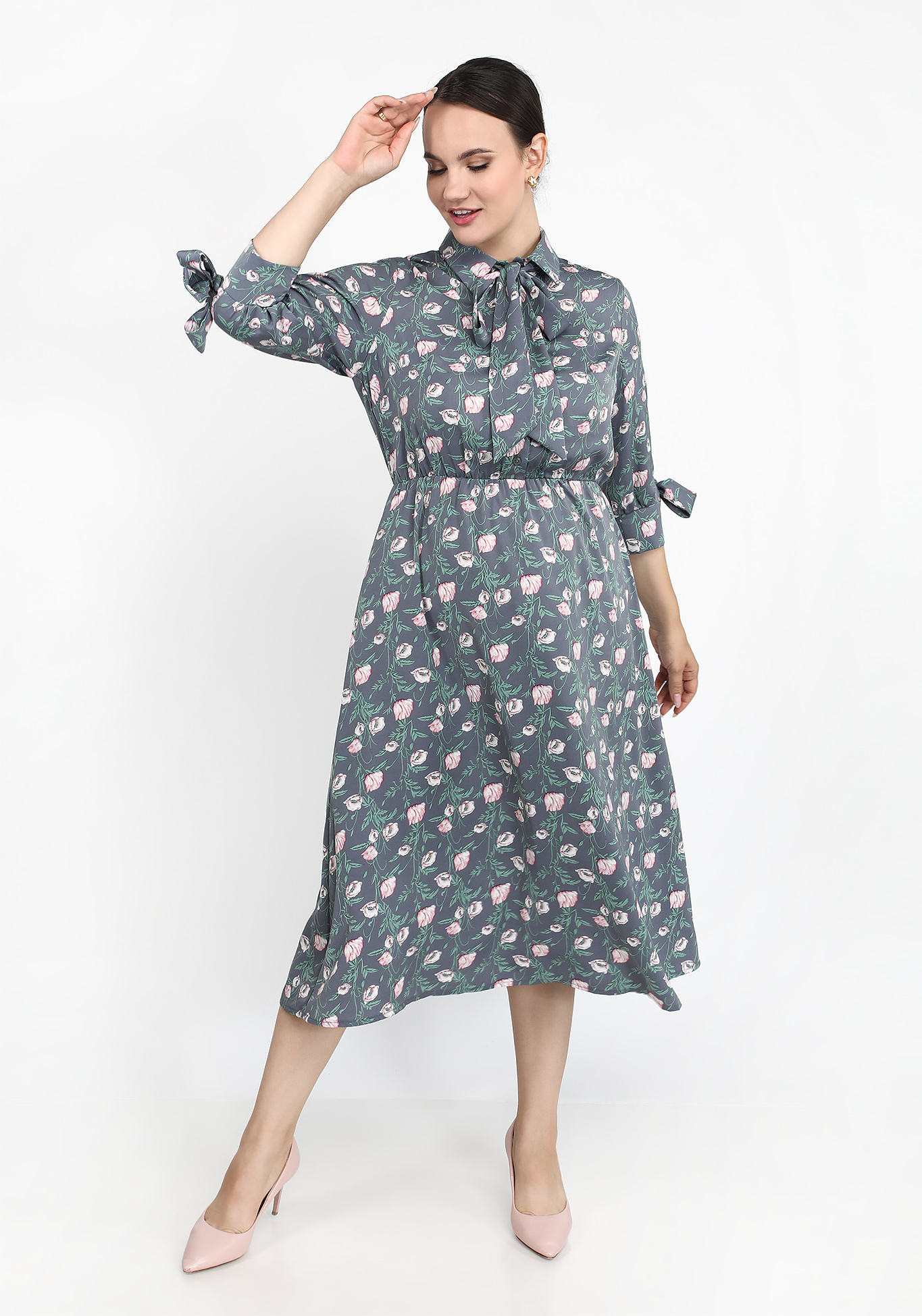 Платье "Очаровательная леди" Lomara, размер 48, цвет серый - фото 2