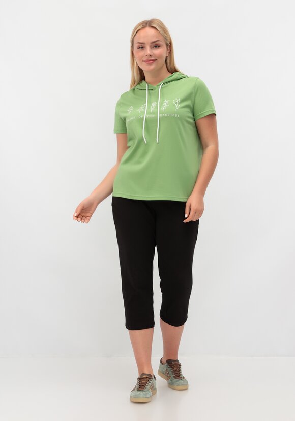 Футболка с капюшоном и лаконичным принтом шир.  580, рис. 9