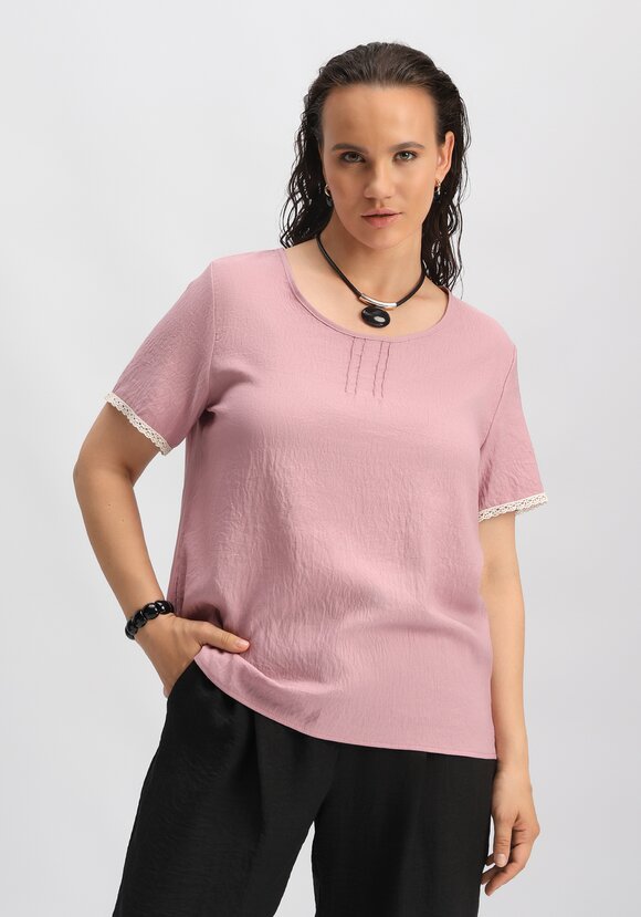 Футболка с кружевными вставками на рукавах шир.  580, рис. 9