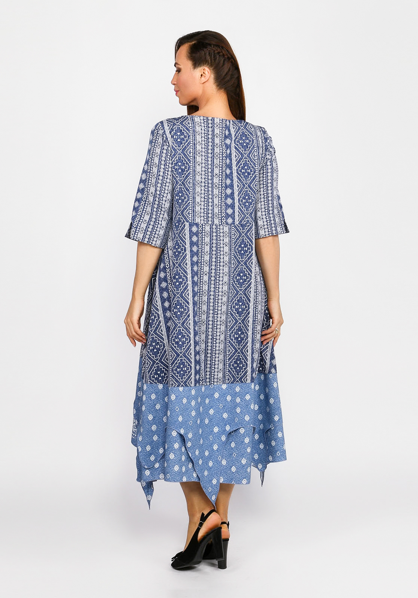 Платье свободного кроя с асимметричным низом Mio Imperatrice, размер 52, цвет синий - фото 3