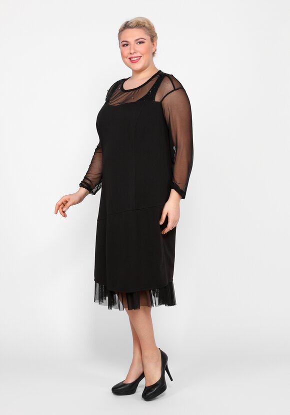 Платье прямого кроя с декоративной сеткой шир.  580, рис. 6