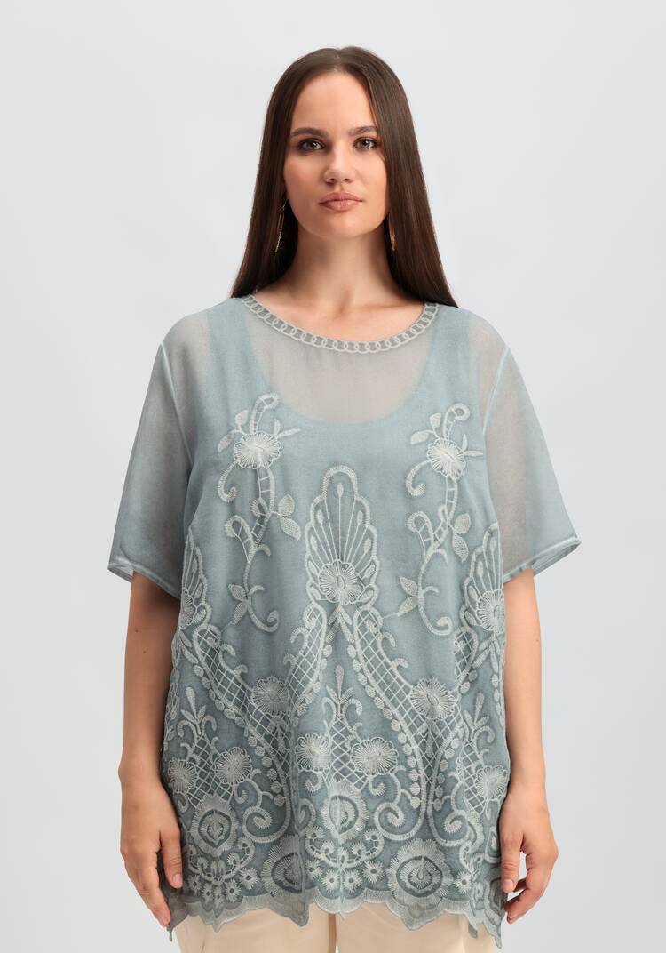 Туника с ажурной вышивкой шир.  750, рис. 4