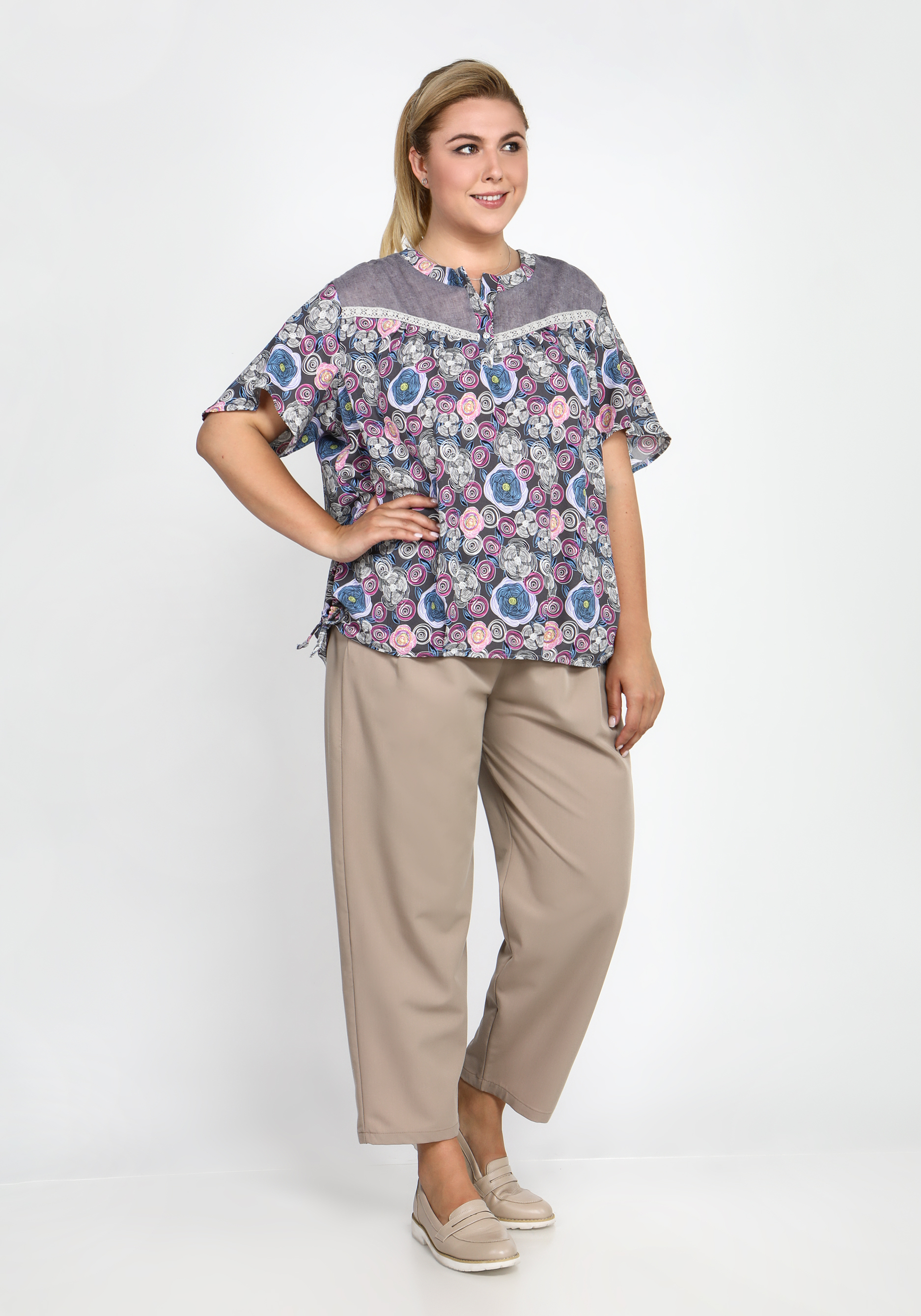 Блуза "Оригинальный выход" GalaGrosso, размер 48, цвет серый - фото 2