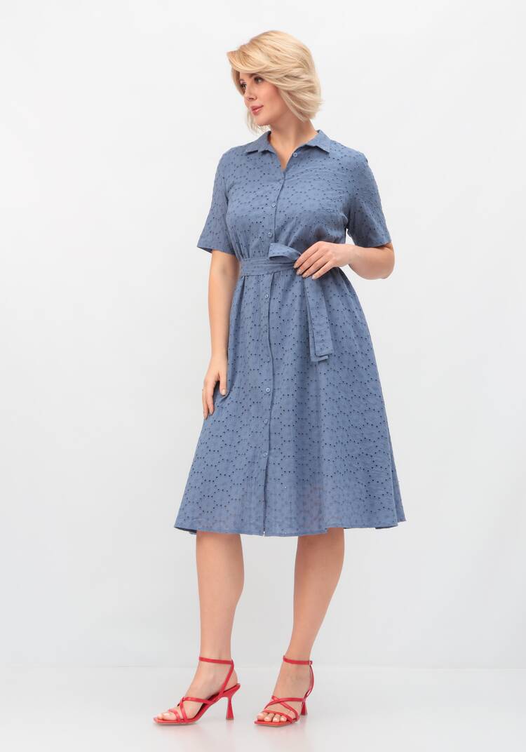 Платье из хлопка с поясом шир.  750, рис. 49