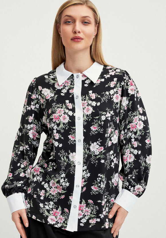 Блуза с контрастным воротникoм шир.  580, рис. 17